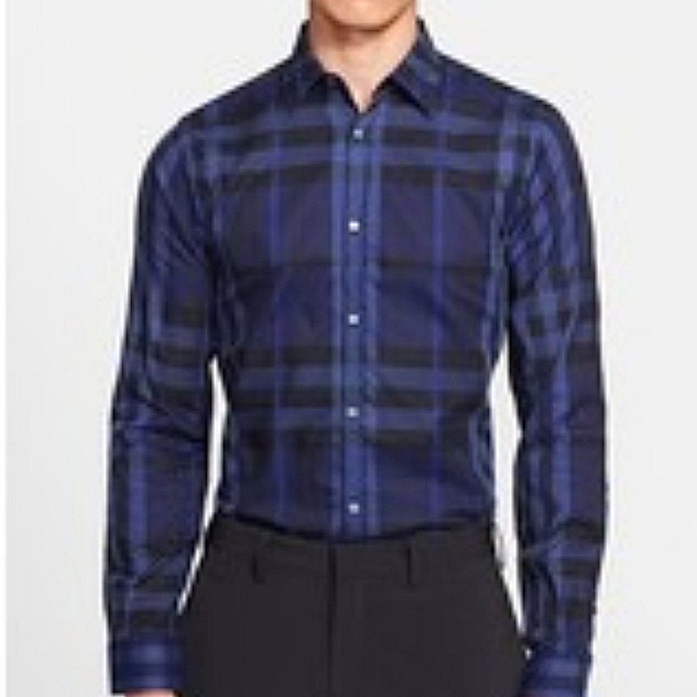 Tommy Bahama Long Sleeve Plaid Button Up Shirt Size XL 100% Cotton Blue USA XL